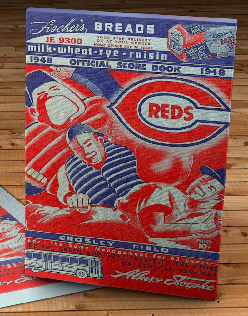1948 Vintage Cincinnati Reds Baseball Scorebook Canvas Gallery Wrap