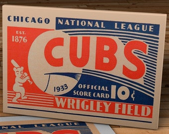 1933 Vintage Chicago Cubs Baseball  - Canvas Gallery Wrap