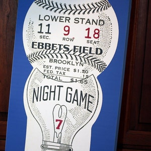 Brooklyn Dodgers Vintage Ticket - Leinwand Galerieverpackung