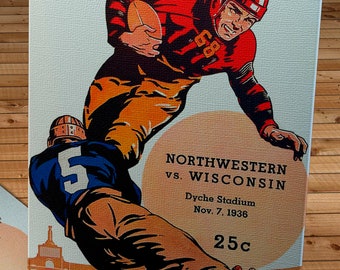 1936 Vintage Wisconsin - Northwestern Football Program - Canvas Gallery Wrap