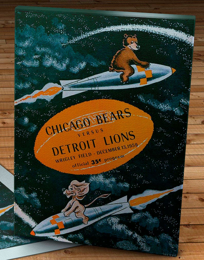 1959 Vintage Chicago Bears Detroit Lions Football Program Canvas Gallery Wrap image 1