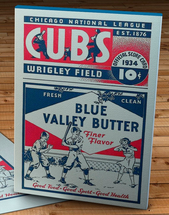 1934 Vintage Chicago Cubs Baseball Program Blue Valley 