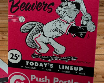 1963 Vintage Portland Beavers Scorebook Cover - Canvas Gallery Wrap