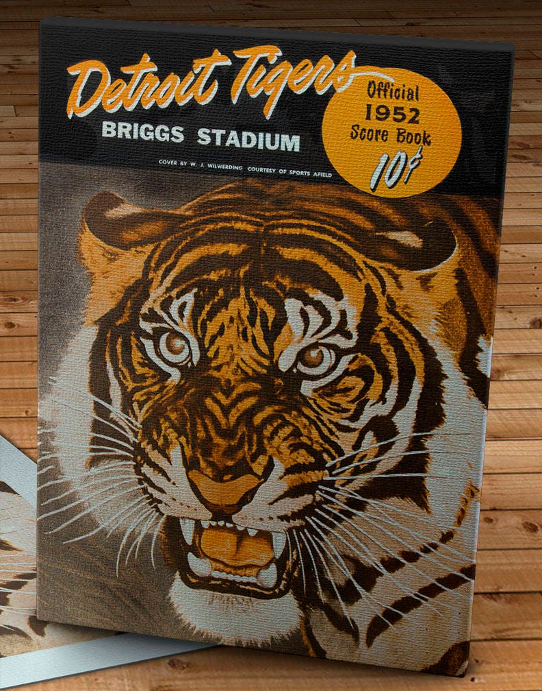 1952 Vintage Detroit Tigers Scorecard Canvas Gallery Wrap