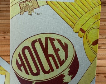 1947-1948 Vintage Chicago Black Hawks Hockey Program Cover - Canvas Gallery Wrap
