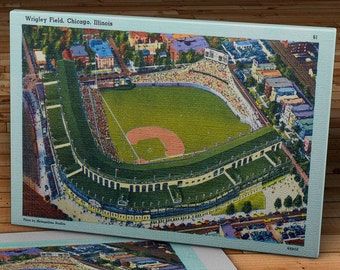 1941 Vintage Chicago Cubs Wrigley Field Post Card - Canvas Gallery Wrap