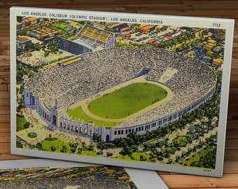 1930's Vintage Los Angeles Coliseum (Olympic Stadium) Postcard - Canvas Gallery Wrap