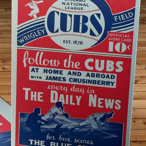 1931 Vintage Chicago Cubs Baseball Program Cover- Canvas Gallery Wrap