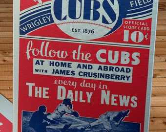 1931 Vintage Chicago Cubs Baseball Program Cover- Canvas Gallery Wrap