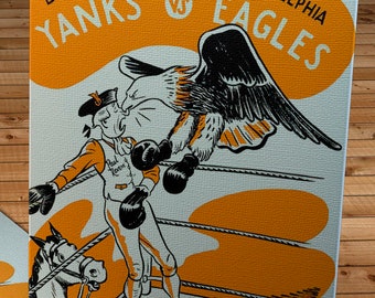 1947 Vintage Boston Yanks - Philadelphia Eagles Football Program Cover - Canvas Gallery Wrap