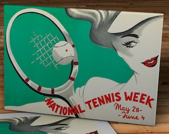 Vintage National Tennis Week Poster - Canvas Gallery Wrap