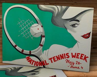 Vintage National Tennis Week Poster - Canvas Gallery Wrap