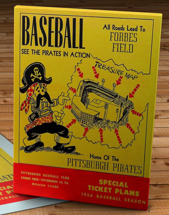 1956 Vintage Pittsburgh Pirates Ticket Poster Canvas Gallery Etsy