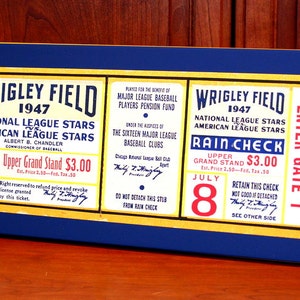 1947 Vintage Chicago Cubs - Wrigley Field All-Star Spiel Ticket - Leinwanddruck