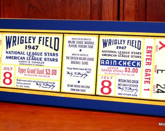 1947 Vintage Chicago Cubs - Wrigley Field All-Star Game Ticket  - Canvas Gallery Wrap