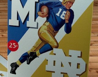 1942 Vintage Michigan Wolverines -  Notre Dame Fighting Irish Football Program Cover - Canvas Gallery Wrap