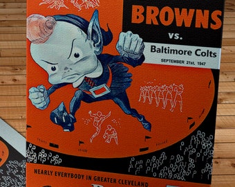 1947 Vintage Cleveland Browns - Baltimore Colts Football Program Cover - Canvas Gallery Wrap