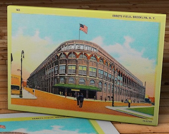 Vintage Brooklyn Dodgers Ebbets Field Street View Postcard - Canvas Gallery Wrap