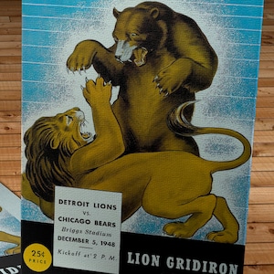 1948 Vintage Chicago Bears - Detroit Lions Football Program Cover - Canvas Gallery Wrap