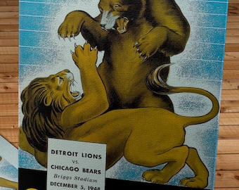 1948 Vintage Chicago Bears - Detroit Lions Football Program Cover - Canvas Gallery Wrap