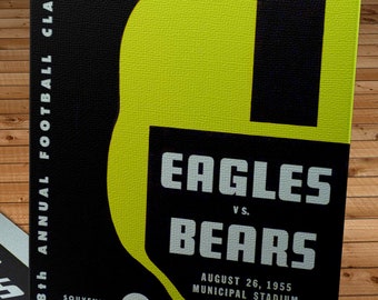 1955 Vintage Chicago Bears - Philadelphia Eagles Football Program Cover - Canvas Gallery Wrap