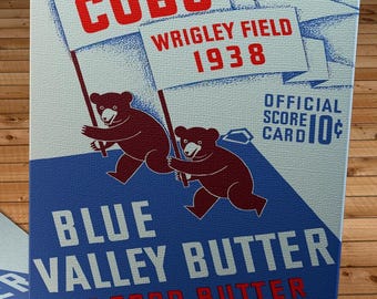 1938 Vintage Chicago Cubs Baseball Scorecard Cover - Canvas Gallery Wrap