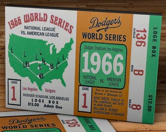 1966 Vintage World Series Baltimore Orioles - Los Angeles Dodgers Ticket - Canvas Gallery Wrap