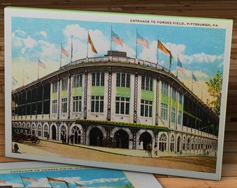 1920's Vintage Pittsburgh Pirates - Forbes Field Entrance Postcard - Canvas Gallery Wrap