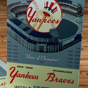 1957 Vintage New York Yankees - Milwaukee Braves World Series Baseball Program Cover - Canvas Gallery Wrap