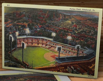 1950 Vintage Pittsburgh Pirates - Forbes Field Postcard - Canvas Gallery Wrap