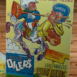 1960 Vintage Los Angeles Chargers - Houston Oilers Football Program Cover - Canvas Gallery Wrap