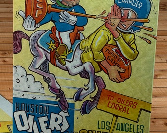 1960 Vintage Los Angeles Chargers - Houston Oilers Football Program Cover - Canvas Gallery Wrap