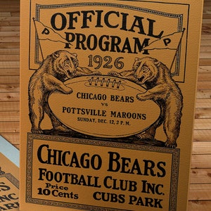 1926 Vintage Chicago Bears-Pottsville Maroons Football Program Cover - Canvas Gallery Wrap