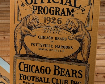 1926 Vintage Chicago Bears-Pottsville Maroons Football Program Cover - Canvas Gallery Wrap