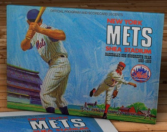1969 Vintage New York Mets Baseball Scorecard - Canvas Gallery Wrap