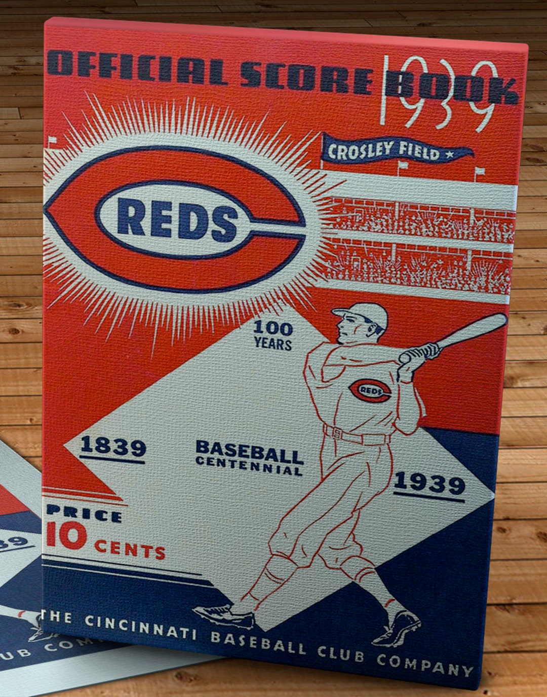 1939 Vintage Cincinnati Reds Scorebook Cover Canvas Gallery Wrap Etsy