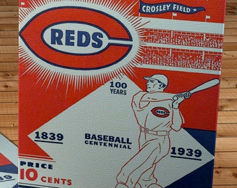 1939 Vintage Cincinnati Reds ScoreBook Cover - Canvas Gallery Wrap