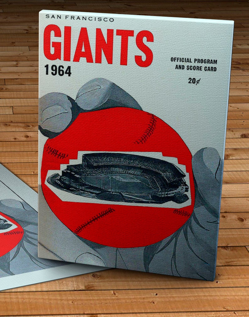 12 x 18 #BB067 Candlestick Park Program 1964 Vintage San Francisco Giants Canvas Gallery Wrap