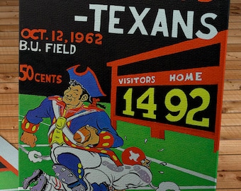 1962 Vintage Boston Patriots - Dallas Texans Football Program Cover- Canvas Gallery Wrap