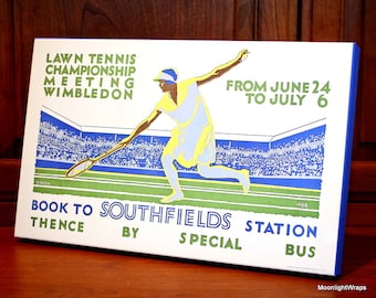 1928 Vintage Wimbledon Tennis Poster - Canvas Gallery Wrap