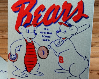 1951 Vintage Eau Claire Bears Baseball Scorecard Cover - Canvas Gallery Wrap