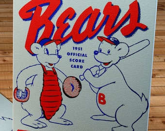 1951 Vintage Eau Claire Bears Baseball Scorecard Cover - Canvas Gallery Wrap