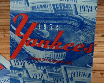 1953 Vintage New York Yankees Scorecard - Home of Champions - Canvas Gallery Wrap