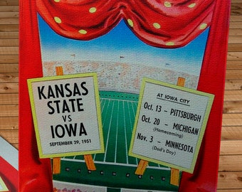 1951 Vintage Kansas State Wildcats  - Iowa Hawkeyes Football Program Cover - Canvas Gallery Wrap