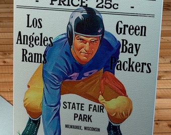 1946 Vintage Los Angeles Rams - Green Bay Packers Football Program Cover - Canvas Gallery Wrap