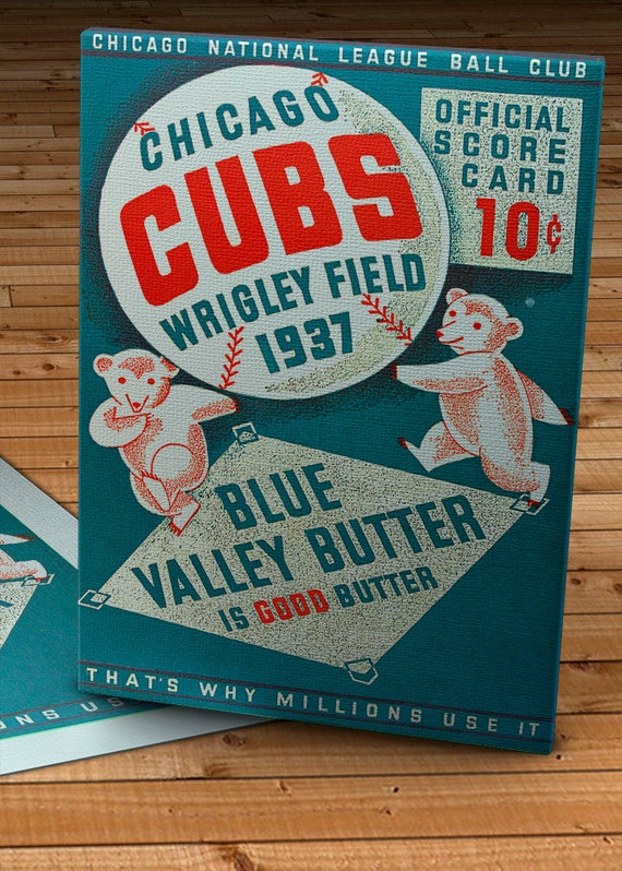1937 Vintage Chicago Cubs Baseball Program Canvas Gallery 