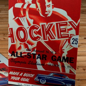 1952 Vintage All-Star Hockey Programm - Leinwand Galerieverpackung