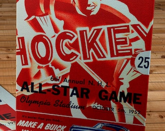 1952 Vintage All-Star Hockey Program - Canvas Gallery Wrap