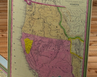 1849 Vintage Oregon - California - New Mexico Map - Canvas Gallery Wrap