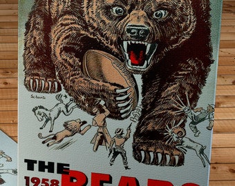 1958 Vintage Chicago Bears Football Yearbook Cover - Canvas Gallery Wrap